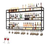 Portabottiglie Porta Bottiglie di Vino da Parete Portabicchieri con con Luce Cantinetta Vino con Porta Bicchieri Sospesi Scaffale da Parete con Porta Calici Mobile Bar per Cucina Sala da Pranzo Bar(Bl
