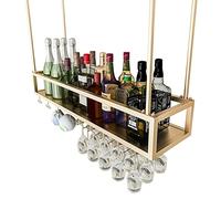 portabottiglie, Porta calici Capovolto Porta Bicchieri da Vino for e Bar Oro - sotto Il Mobile Porta Bicchieri da Vino portabottiglie da soffitto portaoggetti in Vetro Appendiabiti(120x25x21cm)