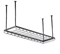 Portabottiglie/porta del vino, supporto per bottiglia di vetro sospeso per decorazione del soffitto per bar, ristoranti, portabottiglie per bottiglie di vino cucine, regolabile, nero (dimensioni: