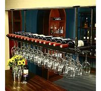 portabottiglie Portabottiglie a soffitto Portabottiglie da vino a parete Portabicchieri da vino appeso Calice Portacalici Vintage Home Decor Rack Nero (Dimensioni: 100x30cm)