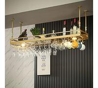 portabottiglie, Portabottiglie da Vino sospeso al soffitto - Portabottiglie da Parete in Stile Vintage in Ferro, Supporto Regolabile in Altezza for Bar/Decorazioni(100x35cm)