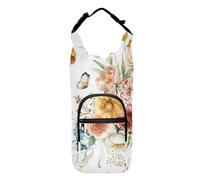 Portabottiglie portatile con fiori color pesca, foglie verdi, rami, libellula, borsa per il trasporto, adatta per bottiglie da 567 g, 680 g, 907,2 g, 1134 g