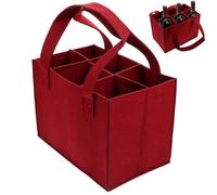 Portabottiglie portatile per 6 bottiglie di vino, riutilizzabile, in feltro, con maniglia per il trasporto