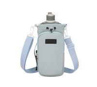 Portabottiglie regolabile, borsa a tracolla per borraccia, con tasca e tracolla, per passeggiate, escursioni, campeggio, sport, attività all'aperto, 23 x 10 cm, Blu, Refer to description, Unisex