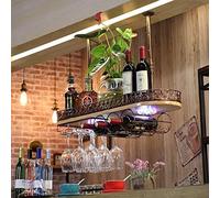 Portabottiglie rosse bar portatrtubino telaio in bicchiere di bicchiere retrò appendiabiti a testa in giù con le luci porta per vino a soffitto (dimensioni: 1002812 cm) (80 * 28 * 12cm) FANDIAO