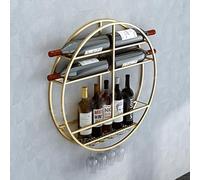 Portabottiglie rotondo industriale con supporto per bicchieri da parete in metallo moderno espositore per vino in ferro elegante decorazione per bar per la casa perfetta per gli amanti del vino.