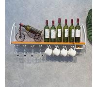 Portabottiglie rustico da parete con metallo e legno da appendere per bottiglie di vino e bicchieri, organizer per cucina, decorazione domestica e conservazione a tema Chasing the Dawn