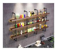 Portabottiglie rustico in legno - Scaffale da parete a 3 ripiani per bottiglie di liquore per cucina e sala da pranzo, soluzione multifunzionale