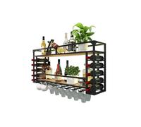portabottiglie s Barra di stoccaggio della bottiglia di vino appesa in metallo montata a parete Scaffale espositivo multiuso per decorazioni da parete per bottiglie e bicchieri a calice (Col