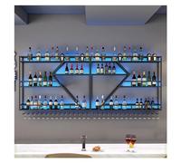 Portabottiglie sospese con luce a LED, mensola da bar a parete per bottiglie di liquore e bicchieri da vino, scaffale industriale in metallo per casa, cucina
