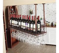 Portabottiglie sospeso in ferro battuto per portatore di vino ad altezza regolabile da bar e pianta calesistica con portata della portata del piantatina di fiori e un organizzatore di stoccaggio del