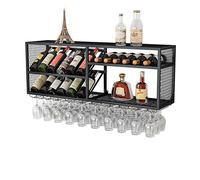 Portabottiglie sospeso, portabottiglie a parete a muro di scaffali a barre mobile per bottiglia per liquori Scaffale montata per bottiglie di liquore con supporto per portabolitta in vetro a