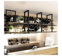 Portabottiglie sospeso, scaffale di stoccaggio a soffitto in metallo, portabottiglie galleggiante a 2 strati in casa e cucina, portapiante in ferro battuto, per bar ristorante caffetteria (c
