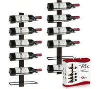 Portabottiglie Vino da Parete, 12 Bottiglie Scaffale per Vino da Parete, Portabottiglie Vino in Legno per Cucina, Sala da Pranzo, Bar Opera d'arte naturale: i portabottiglie da parete sono realizzati