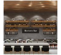 Portabottiglie Vino da Parete in Legno Massello, Porta Bottiglie di Vino con Luci LED, Industriale Scaffale Portabottiglie da Parete Conportabicchieri, per Cucina, Bar, Cantinetta, Sala (260cm)