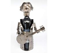 Portabottiglie vino moderno portabottiglie chitarrista realizzato in metallo in argento altezza 31,5 cm