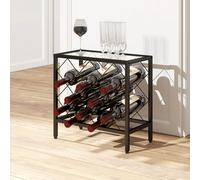 Portabottiglie Vino per 10 Bottiglie Totali con Piano d'Appoggio in Vetro Temperato, Cantinetta Portabottiglie in Acciaio, per Cucina, Dispensa, Cantina e Bar, 41x22x41 cm, Nero Descrizione:Scopri il 