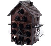 Portabottiglie vintage in legno massello | Ornamenti portabottiglie da appendere | Home Living Wine Rack | Creativo europeo portabottiglie in legno massello 47 x 34 x 60 cm A+