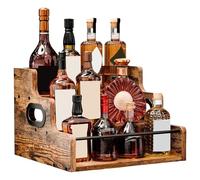 Portabottiglie vintage - ripiani per banconi in legno a 3 livelli per bottiglie di liquori | Organizzatore del bar compatto I proprietari di case e gli abitanti degli appartamenti abitanti perfetti ap