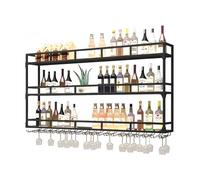 PortabottiglieDa Vino, Portabottiglie Da Parete Con Ripiano Espositivo, 3 Livelli Espositore Per Vino Multifunzionale, Portabottiglie Da Vino A Parete Per Casa, Bar, Ristorante (BLACK, 100*25*90CM)
