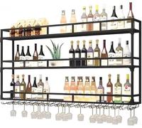 PortabottiglieDa Vino, Portabottiglie Da Parete Con Ripiano Espositivo, 3 Livelli Espositore Per Vino Multifunzionale, Portabottiglie Da Vino A Parete Per Casa, Bar, Ristorante+(Size:100CM)