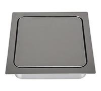 Portabottino quadrato per piano di lavoro - Ammortizzatore: con - Decorazione: acciaio inox spazzolato - Incasso: 147 x 147 mm - Attacco: da incasso - Larghezza: 170 mm - Lunghezza: 170 mm -