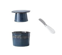 Portaburro Burriera in ceramica con coperchio for piani cucina Cucina | Piatto for burro con coltello(Blue)