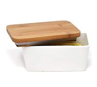 Portaburro da frigo in ceramica bianca con coperchio | Capacità del porta burro 800ml | Grande vassoio per burro 17,5 x 11,5 x 8 cm.