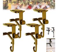 Portacalze Paeose, gancio per calze e ghirlande da camino, gancio regolabile per mensola del camino con doppio gancio, portacalze natalizio per decorazioni domestiche yellow 4pcs
