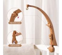 Portacampanella da letto in finta grana del legno, supporto multifunzionale appeso alla culla del bambino, gancio laterale della culla adatto a tutti gli stili di campanelli, pieghevole Staffa per cam