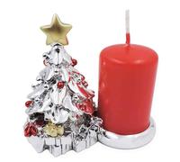 Portacandela con Albero di Natale e Regali in Resina Argentata Dettagli Smaltati