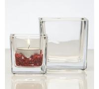 Portacandela cubico in vetro, Ø 6 cm, Vetro, Höhe: 6 cm, Durchmesser: 6,0 x 6,0 cm, 1 pezzo