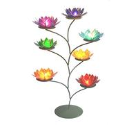 Portacandela grande a forma di albero con fiori di loto, effetto arcobaleno, con supporto da tavolo