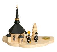 Portacandela Lichthalter Con Sua Chiesa + Coro Scuro Altezza Circa 13cm Nuovo