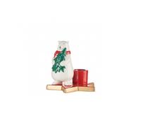 Portacandela Natale orso bianco L'Oca Nera rosso 10h cm 1XM850.11