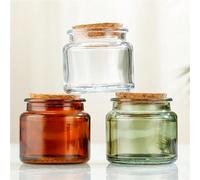 Portacandela per aromaterapia vintage fatto a mano, barattolo di vetro con coperchio in sughero morbido, tazza per candela creativa marrone, bottiglia di legno galleggiante con tappo in legno 1pz verd