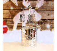 Portacandela rotante stile carosello placcato argento con decorazione a tema amore,gufi, stelle, cavallucci marini, decorazione per la casa, regalo per matrimonio, San Valentino, mamma, moglie, sposa