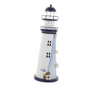 | Portacandela Vintage in Ferro a Forma di Faro con Uccello LED Decorativo | Lanterne | Candela | Portacandele a Tema Marittimo | Soprammobile | Colore Blu