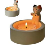 Portacandele 2024 a forma di gatto, grazioso portacandele a forma di gattino in stile cartone animato, mini portacandela che scalda le zampe, grazioso portacandela profumato, decorazione per gli