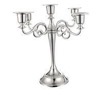 Portacandele a 5 bracci in metallo per candele coniche, portacandele vintage decorativo per matrimoni, cene, feste, tavoli e decorazioni per la casa (argento)