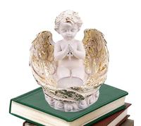Portacandele a forma di angelo, con statua di cherubino vintage, con colonna romana, in resina, decorazione per la casa per ripiani da appoggio, commemorativi