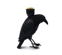 Portacandele a forma di corvo, portacandele gotico di Halloween, con statua di gufo, decorativo per la casa