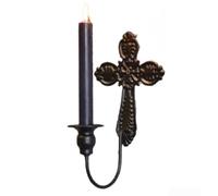 Portacandele a forma di croce, in ferro, da appendere alla parete, per chiesa pasquale, nero, in ferro battuto Israele, per illuminazione (nero)