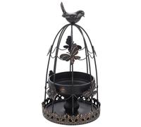 Portacandele a forma di gabbia per uccelli in ferro artistico. Candeliere