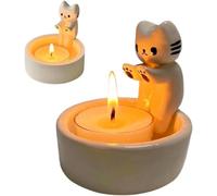 Portacandele a forma di gatto, grazioso portacandela a forma di gattino in stile cartone animato, mini portacandela che scalda le zampe, grazioso portacandela profumato, decorazione per gli amanti dei