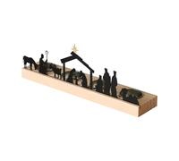 Portacandele a forma di presepe nero - 29 x 6 cm - Silhouette villaggio di Natale con supporto per 4 lumini - Natale Avvento inverno candele supporto tavolo finestra decorazione gioco d'ombra