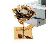 Portacandele a forma di rosa, in ceramica, portacandela a forma di fiore, centrotavola per tavolo da pranzo con design realistico a forma di rosa, per lumini e romantici centrotavola da pranzo