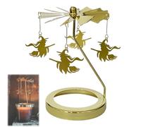 Portacandele a forma di strega volante, decorazione per lumini a forma di giostra, decorazione per lumini a forma di fantasma, decorazione per Halloween, gotico, rotante