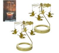 Portacandele a forma di strega volante, decorazione per lumini a forma di giostra, decorazione per lumini a forma di fantasma, decorazione per Halloween, gotico, rotante