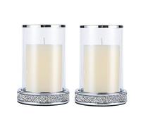 Portacandele a pilastro, portacandele con coperchio in vetro Hurricane, portacandele in metallo per tavolo da pranzo, matrimonio, Natale, Halloween, decorazione per la casa, set da 2 pezzi, colore